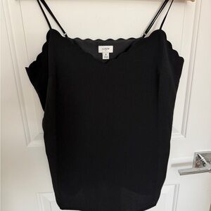 J. Crew Elegant Black Camisole with Scallop Detail